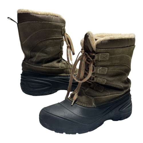 Magellan Suede Leather Boots Big Boys Size 5D 3M Thinsulate Green & Black Shoes - Picture 3 of 11
