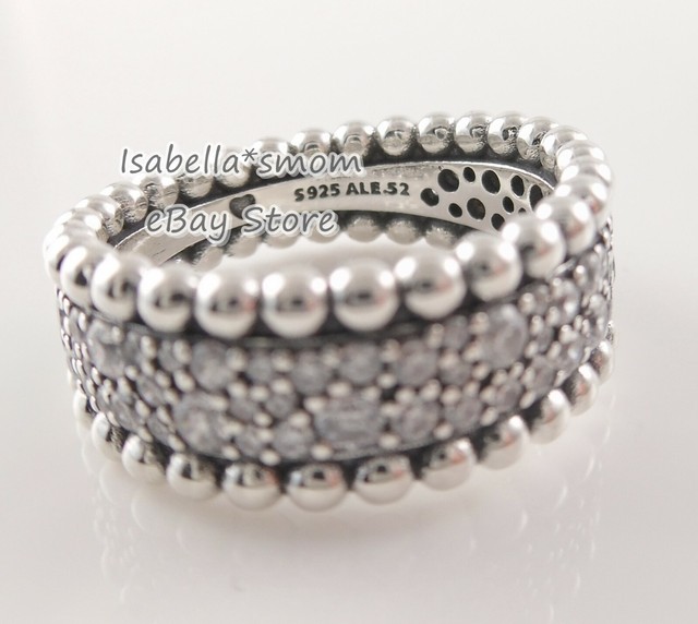 BEADED PAVE Authentic PANDORA Silver Thick BAND Ring 198676C01 7.5~56 NEW w BOX! | eBay