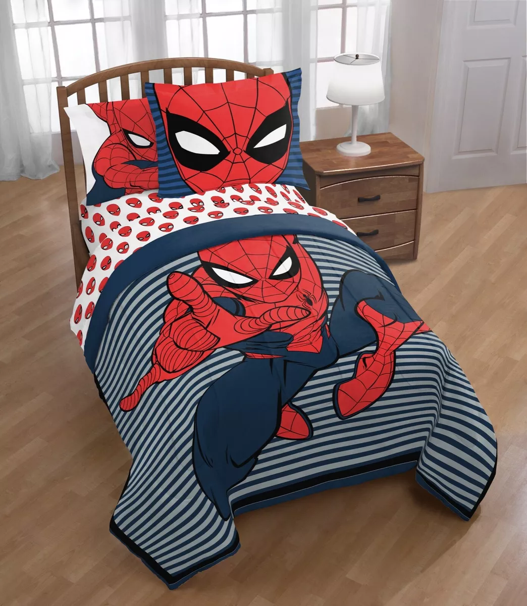 Marvel Comic Spider Man Boys Twin Reversible Comforter Sheets