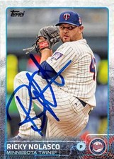 Ricky Nolasco autographed baseball card (Minnesota Twins) 2015 Topps #185