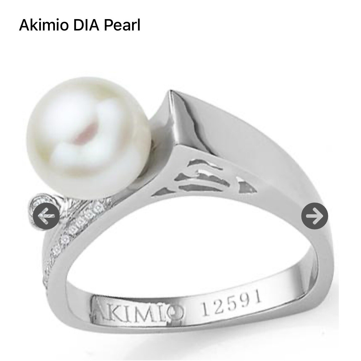 Akimio Women’s Platinum Over Sterling Silver Diamonds And Pearl Size 7 ...