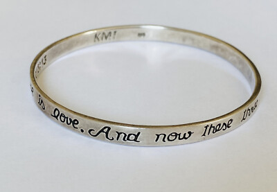 Vintage Sterling Silver Bangle Bracelet Bible Verse 1 Corinthians 13:13 16g