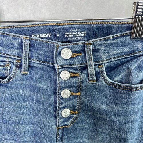 Old Navy girls button fly Super skinny jeans High Rise size 8 - Picture 2 of 4