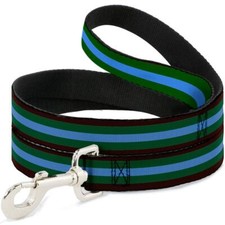 Dog Leash Stripes Brown Green Baby Blue 6 Feet Long 1.0 Inch Wide