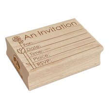 An Invitation Rose and Tulip RSVP Rectangle Rubber Stamp for Stamping Crafting