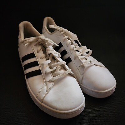 Adidas Men's Cloudfoam Advantage Sneaker White With Black Stripes Size 7