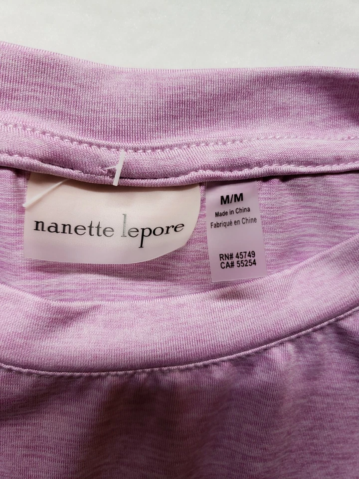Prenda deportiva Nanette Lepore Play para mujer talla M manga corta dobladillo ventilado púrpura Foto 3 de 4