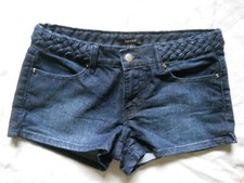 Forever 21 Jean Shorts Size 26 Braided Waistband Pockets Dark Wash