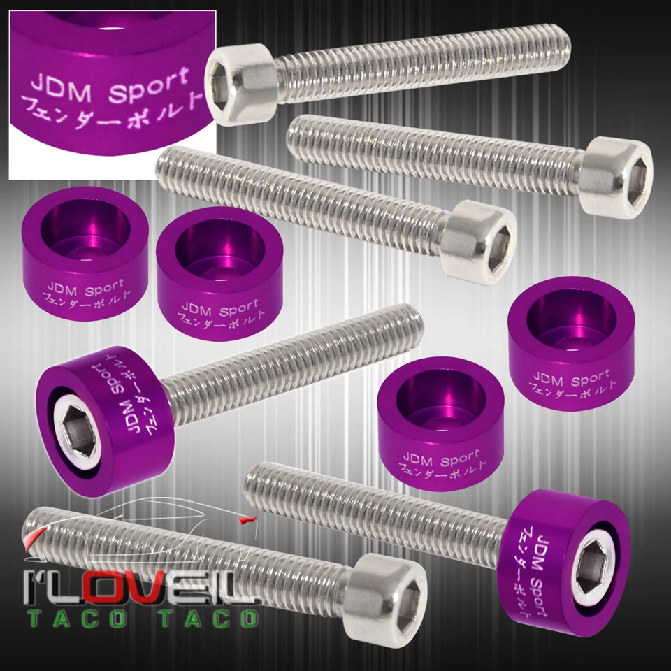 K-Series For Acura Cap/Cup/Header/M6 Fender Race/Valve Cover Washer+Bolt Purple Foto 3 de 4