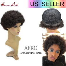 Short Afro Wig Human Hair Afro Kinky Curly Wig for Black Women Natural Brazilian