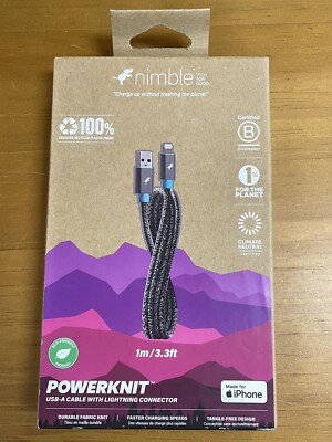 New Nimble Powerknit USB-A Charger Cable 3.3ft - Space Grey