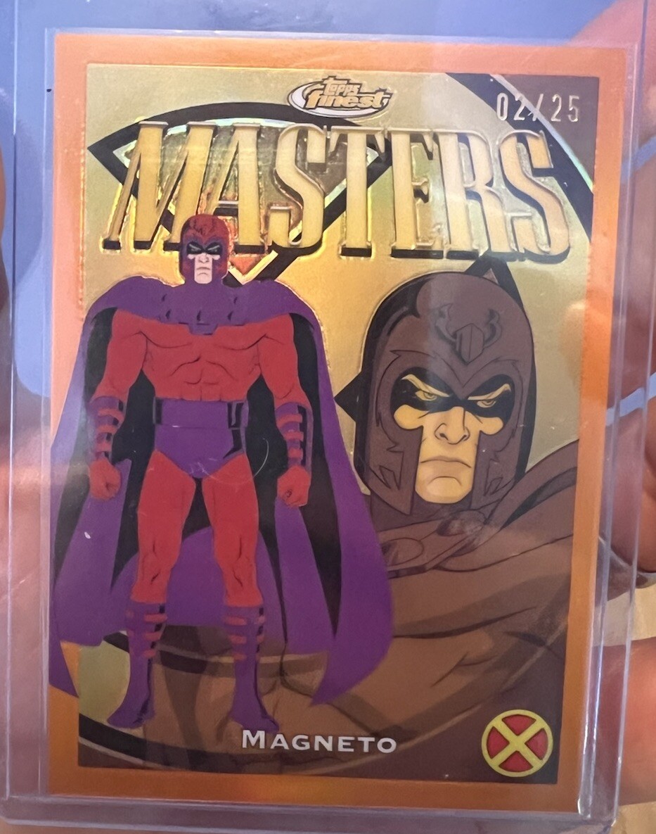 2025 Topps Finest X-Men '97 Masters Magneto Orange Refractor #86 numbered 2/25