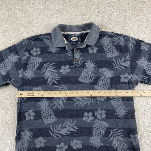 Tommy Bahama Polo Shirt Mens Small Gray Striped Pineapple Pattern Heavyweight - Picture 7 of 11