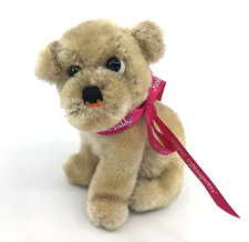 Steiff Mopsy Dog sitting 1960s Mohair Plush 12cm 5in Glass Eyes tongue cut no ID