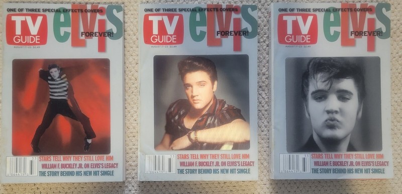 ELVIS PRESLEY TV GUIDE MAGAZINES Hologram SET of 3....NEW 25th Anniversary  2002
