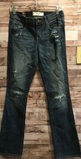 NWT ABERCROMBIE FITCH NEW YORK WOMENS JEANS 4L W27 L35 EMMA BOOT CUT HOLES DIS