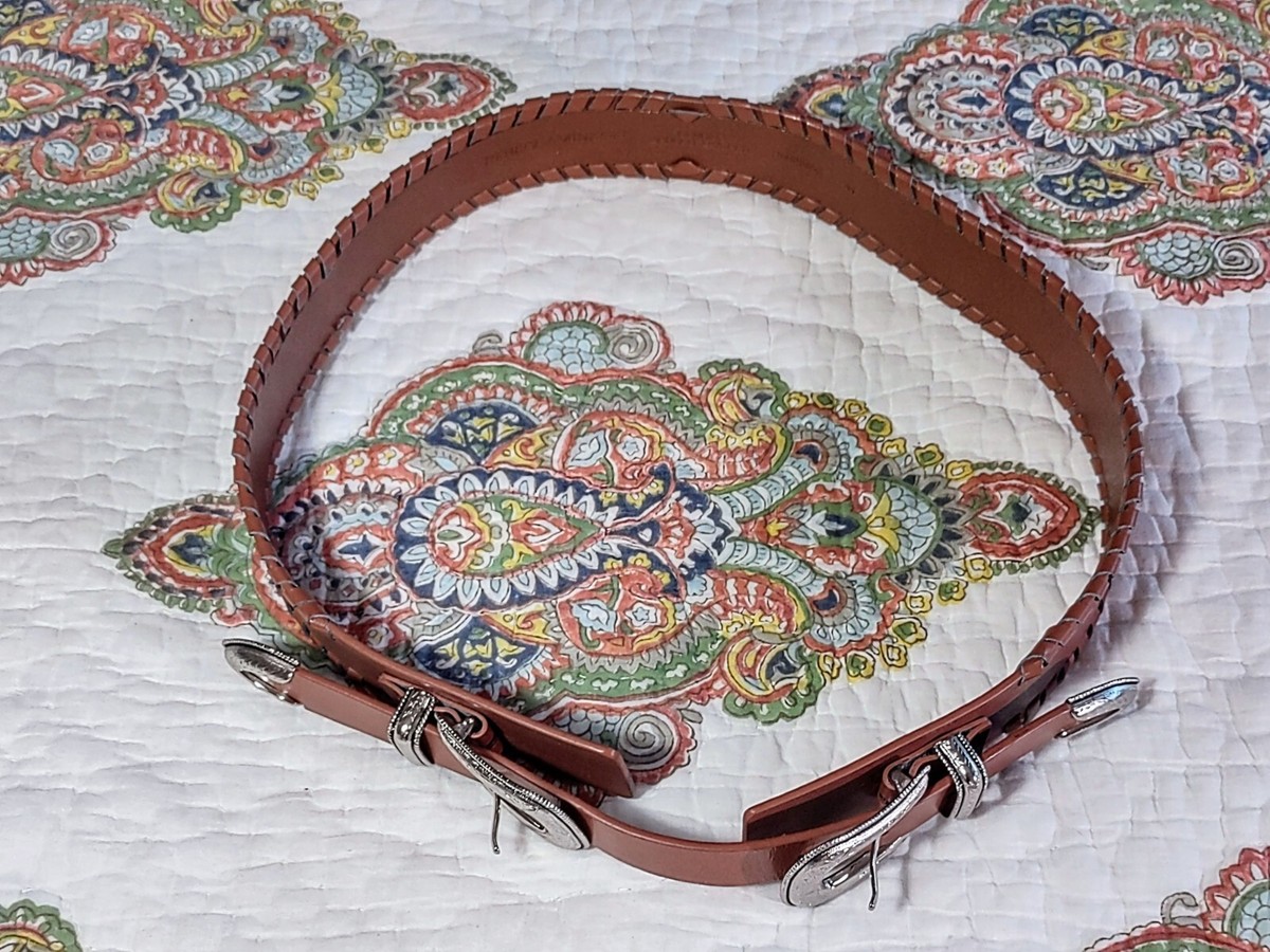 Rebecca Minkoff women genuine leather belt, cream with silver buckle, size L 42” Buy Ecru Leather Belt For Women Wide 1 1/2 Inch  main image 3