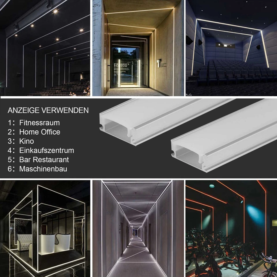 5× 1M LED Profil Aluprofil Alu Eloxiert Schiene Leiste Profile für LED Stripe - Bild 4 von 4