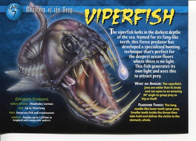 Weird N  Wild Creatures Monsters of the Deep Karte 7 # Viperfish # LC4