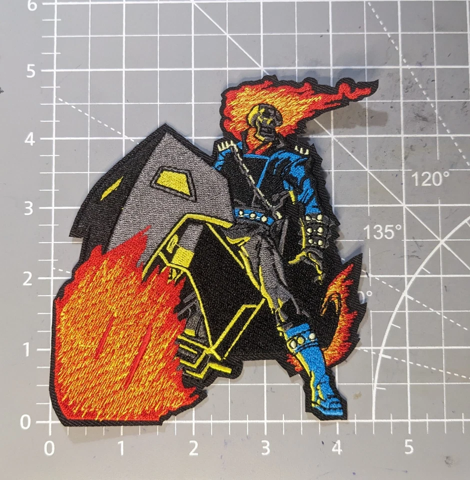 Ghost Rider Patch Superhero Biker Goth Punk Embroidered Iron On Patch 5x4.75" - Image 2 of 3