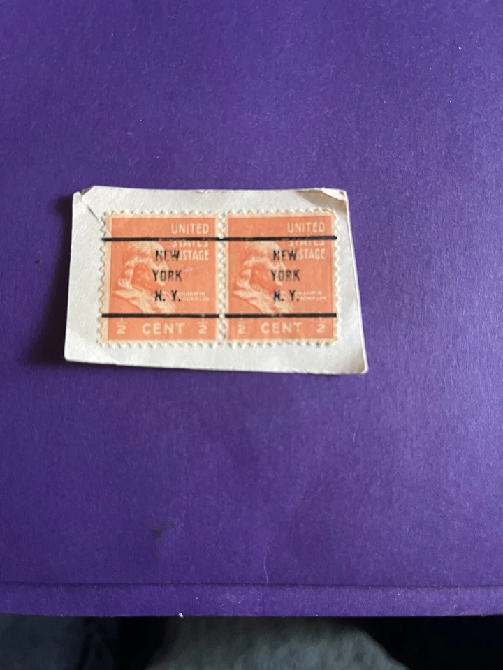 vintage us postage stamps used. New York Pre Cancel . Errors In perforation. - Image 2 of 2