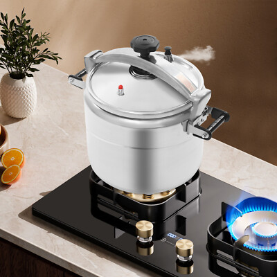#ad 31.7 Qt Aluminum Pressure Cooker Double Valves Top Clamp Bar Lock System $104.70