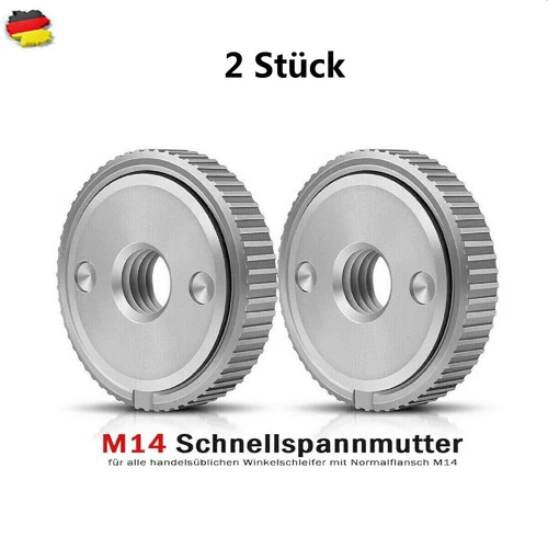 2x M14 Schnellspannmutter Schraube für Bosch Metabo Makita Winkelschleifer Flex - Bild 1 von 14