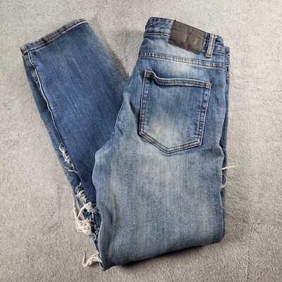Rue21 Premium Mens Supreme Flex Skinny Distressed Denim Blue Jeans Stretch 32X32