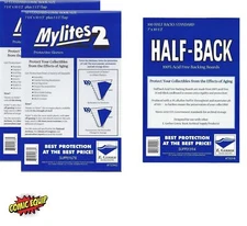 100 Mylites2 STANDARD Mylars Bags & Half Back Comic Boards 725M2/700HB E. Gerber