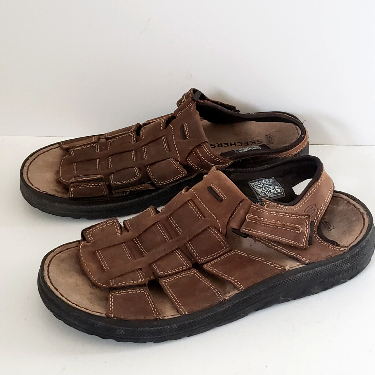 Skechers Mens Fisherman Sandals Leather Y2K Brown Size 12