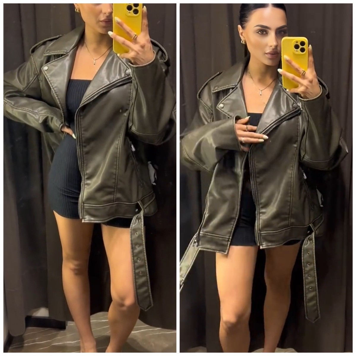 ZARA FAUX LEATHER OVERSIZED JACKET CHARCOAL VIRAL LONGER ZARA FAUX LEATHER OVERSIZED JACKET CHARCOAL VIRAL LONGER
