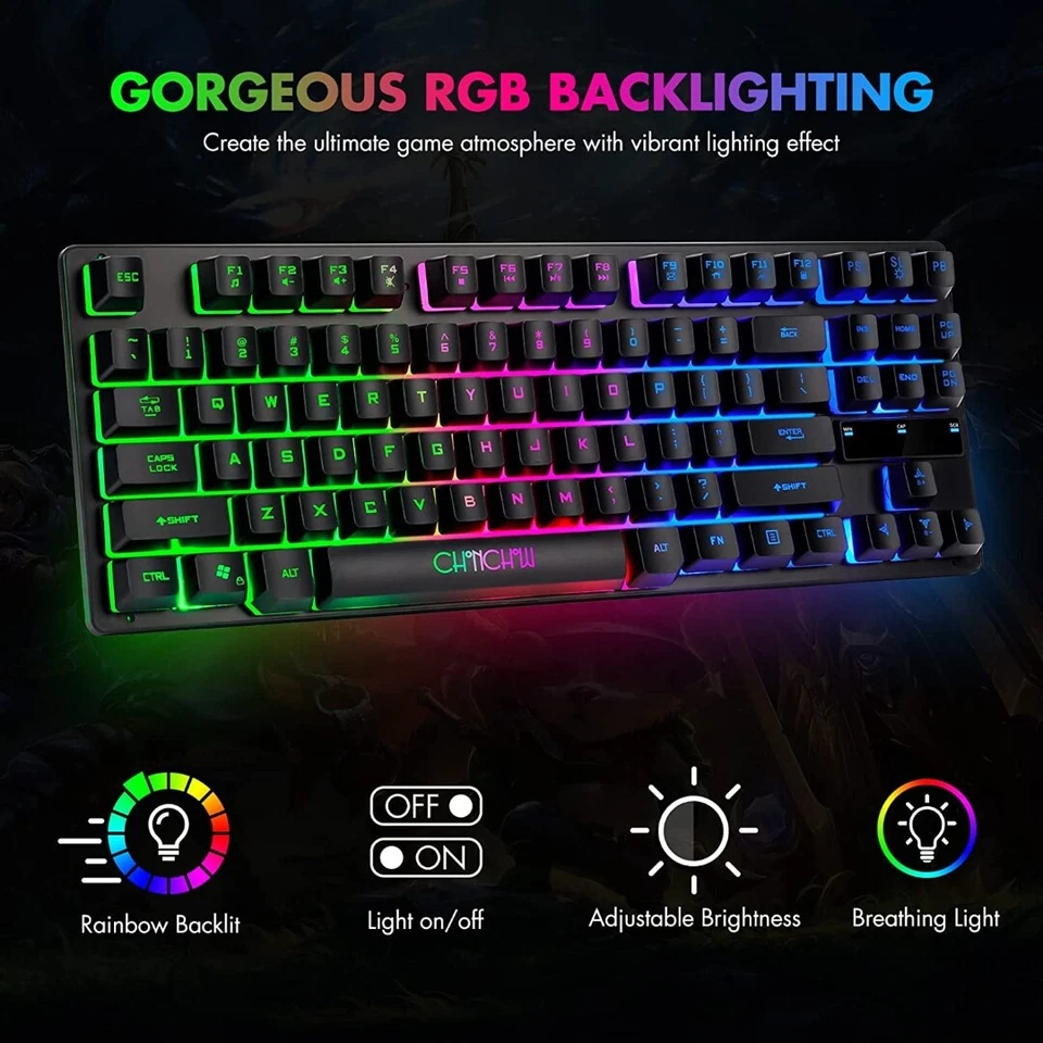 Jugeo De Teclado Y Mouse Gamer Mecanico Para Gaming Multicolor LED Raton Blanco - Image 2 of 4