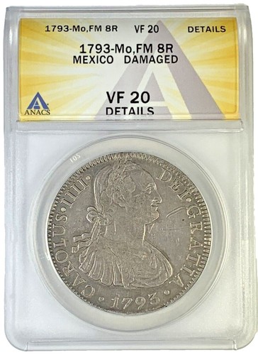 1817 ZS AG 8 REALES MEXICO ANACS F-12 - COUNTERMARK 8 REALES