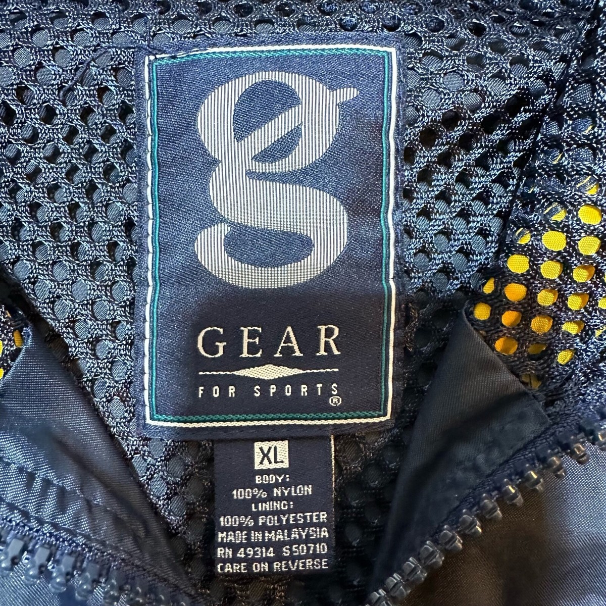 NAVY Jacket Mens XL Blue Yellow Windbreaker Full Zip Hooded