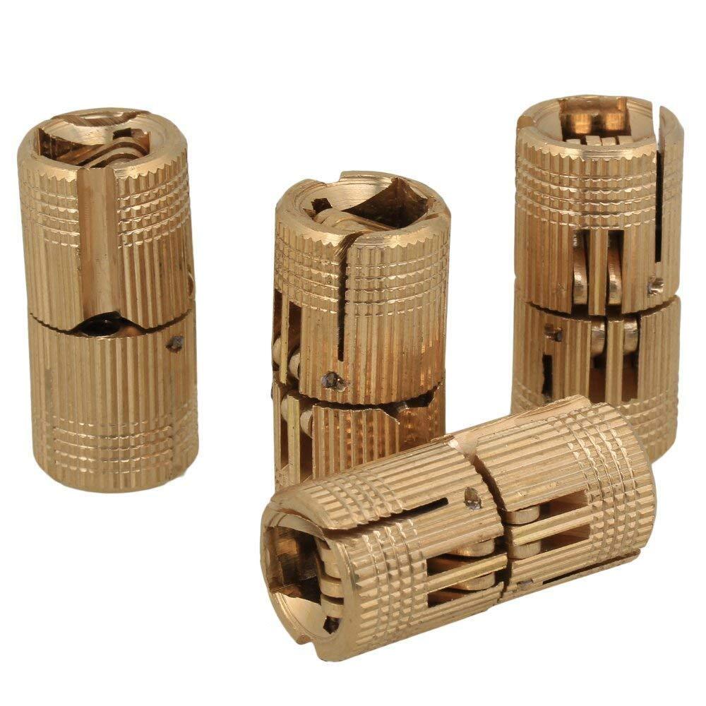 4PCS Brass Barrel Hinges 10mm Cylindrical Hidden Cabinet Concealed Invisible ...