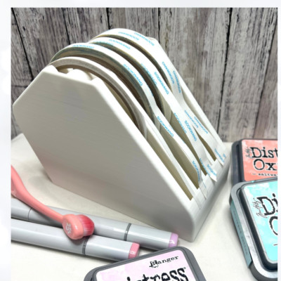 3D Printed Double Sided TAPE DISPENSER Crafting Tear Tape Holder White