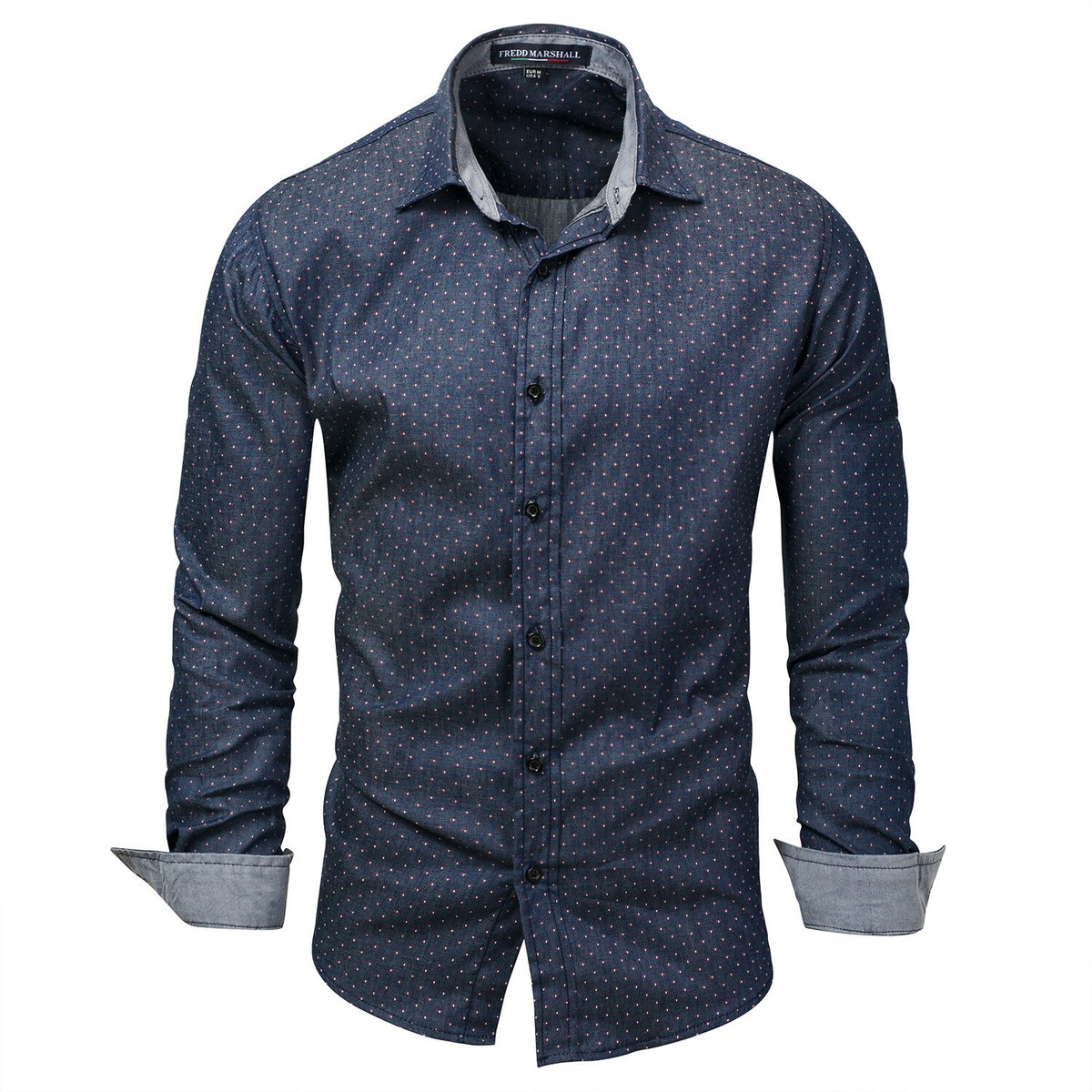 Men's Long Sleeves Shirts Fashion Sports Button Down Cotton Casual