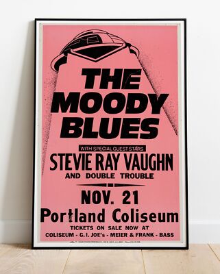 Moody Blues Stevie Ray Vaughn 1983 Konzert Tour Foto/Poster bis 36''
