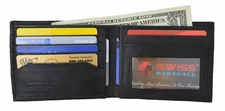 Black Men's Soft Leather Bifold ID Credit Card Money Holder Wallet Swiss Marshal