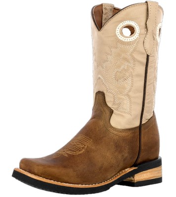 Kids Toddler Western Boot Solid Brown Leather Casual Vaquero Bota Rancho Size 12