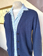 J. CREW Womens Donegal Tweed Merino Wool Cardigan Sweater in Navy EUC/sz M