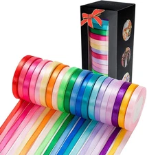 500 Yard Fabric Ribbon Satin Ribbon Rolls Silk Satin Roll, 25 Yard/Rolls, 20 Rol