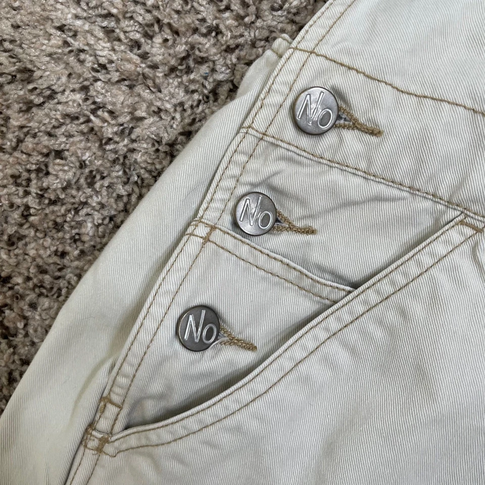 Vintage No Boundaries Womens Cream Cotton Shortalls Overalls M 90s Y2K Grunge - Image 3 of 4