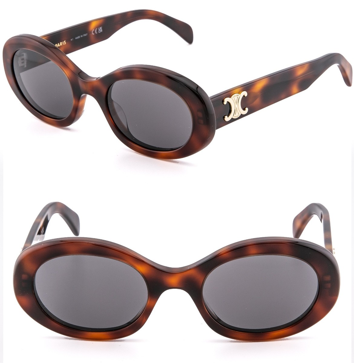 CELINE CL40194U 40194 TRIOMPHE Paris Brown Gold Logo Oval Unisex