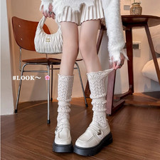 Whit lace socks for women, autumn and winter, calf-length slouch socks, paired w