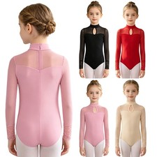 Girls Dancewear Dance Leotard Training Bodysuit Mock Neck Stylish Competition