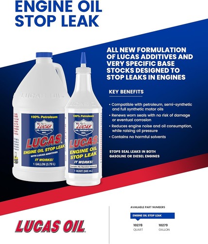 Lucas Oil 10278 Engine Oil Treatment Stop Leak Sold Individually - 1 qt - Afbeelding 6 van 6