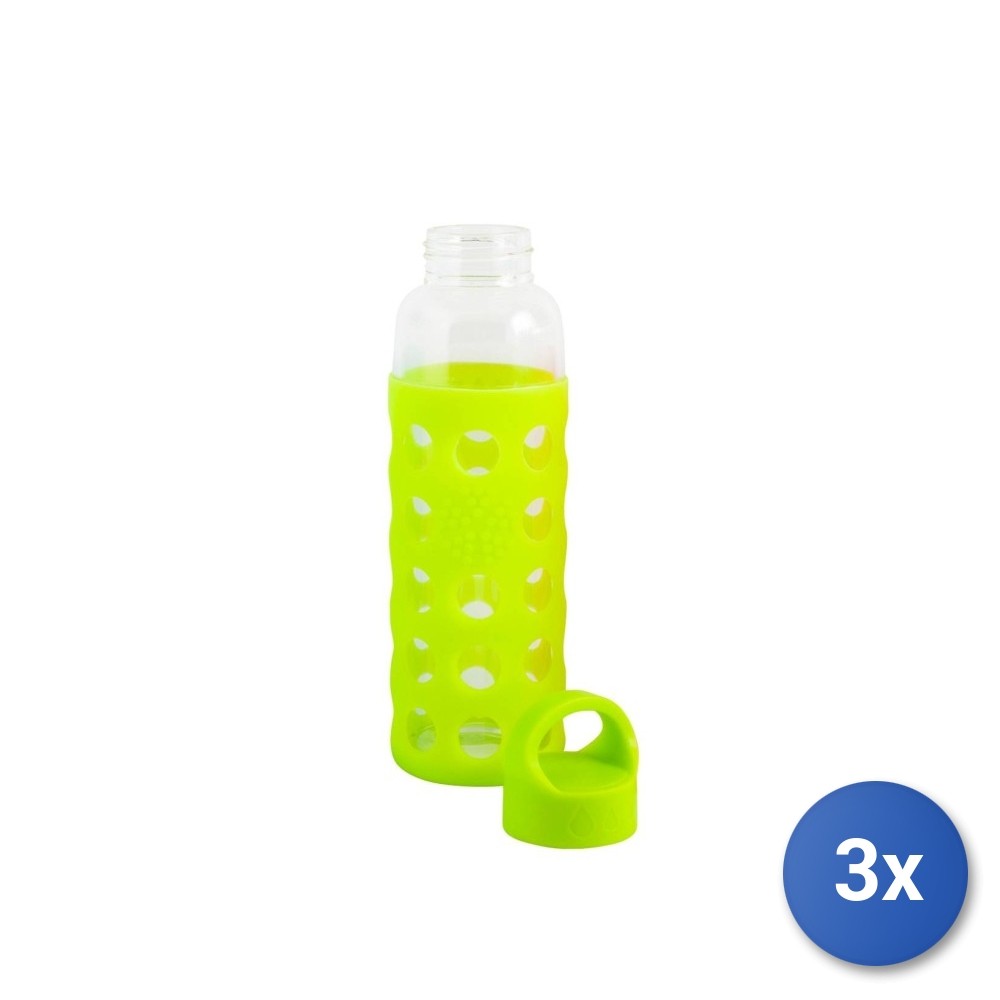 3X Borosilicate Glass And Silicone Bottles, 360 Ml, Green Fl H&H