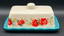 Pioneer Woman Vintage Floral Ruffle Butter Dish with Cover | Rustic Farmhouse
