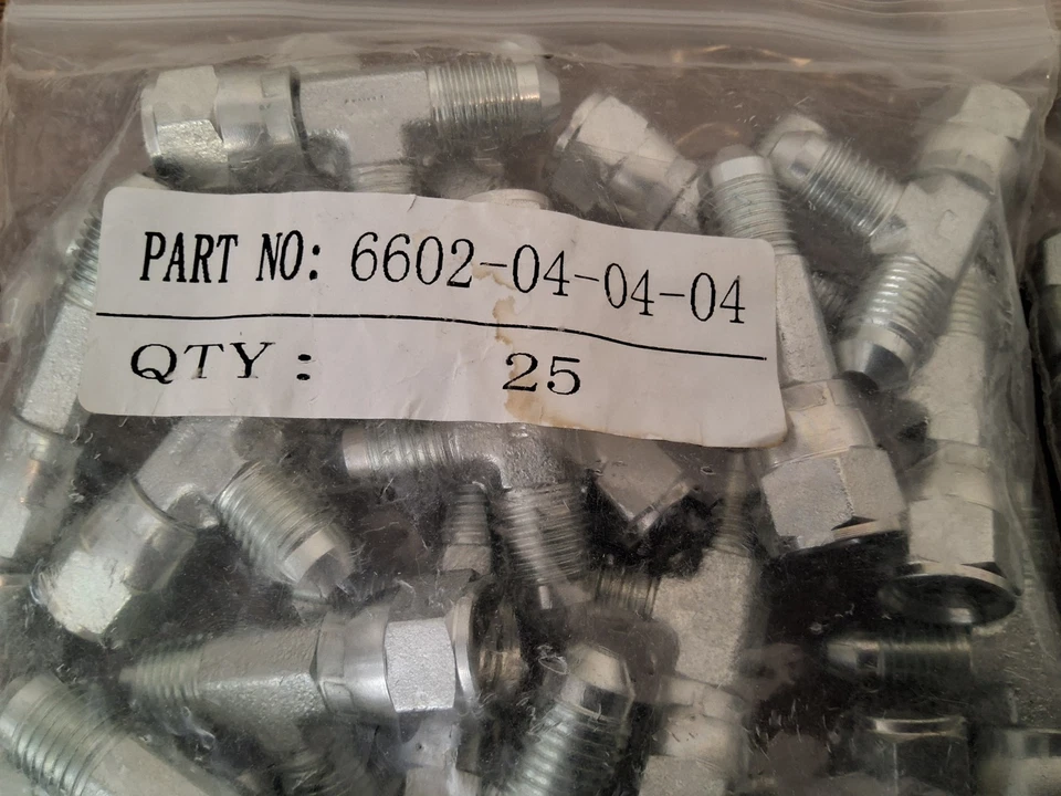 6602-04-04-04 1/4" FJIC SWIVEL TO 1/4" JIC TO 1/4" JIC TEE FITTINGS 50pcs - Image 2 of 4